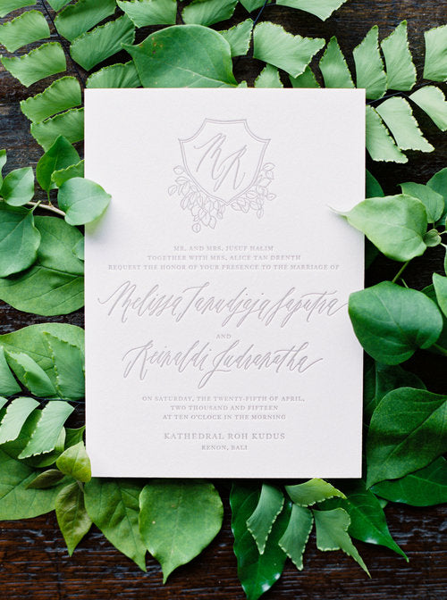 Organic Taupe Invitations - Bali Destination Wedding