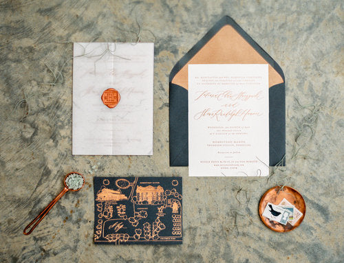 Marble and Copper Invitations