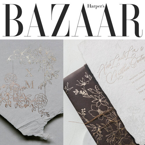 Harper's Bazaar: Black Vellum and Handmade Paper Invitation / Haiku Mill Wedding