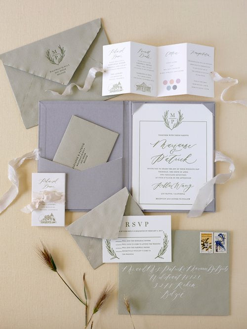 Lavender and Sage Wedding Invites // Roblar Winery, California