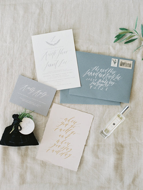 Neutral Gray Wedding Invitations // San Diego Wedding