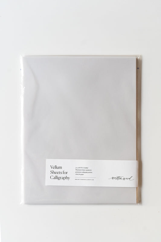 ack of vellum sheets for calligraphy, FSC certified, perfect for pointed pen practice and smooth ink flow