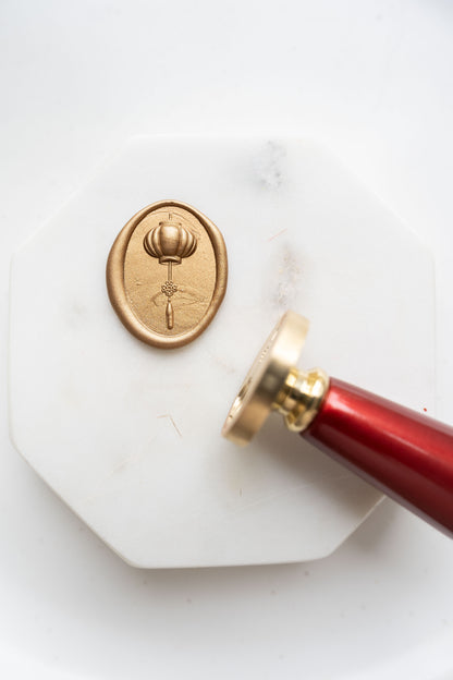 Lantern wax seal in gold with brass stamp for Lunar New Year envelopes