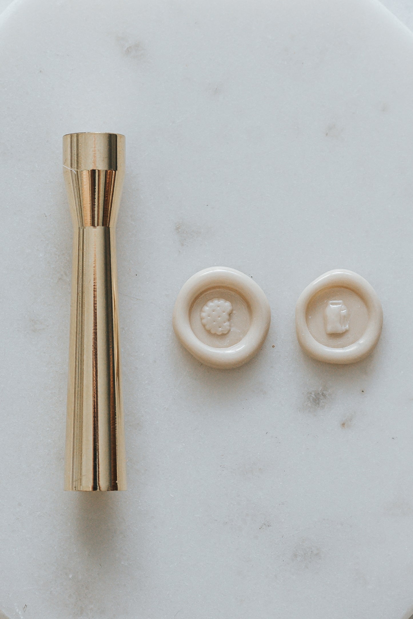 Mini wax seal stamp with cookie and milk carton, 9mm brass.