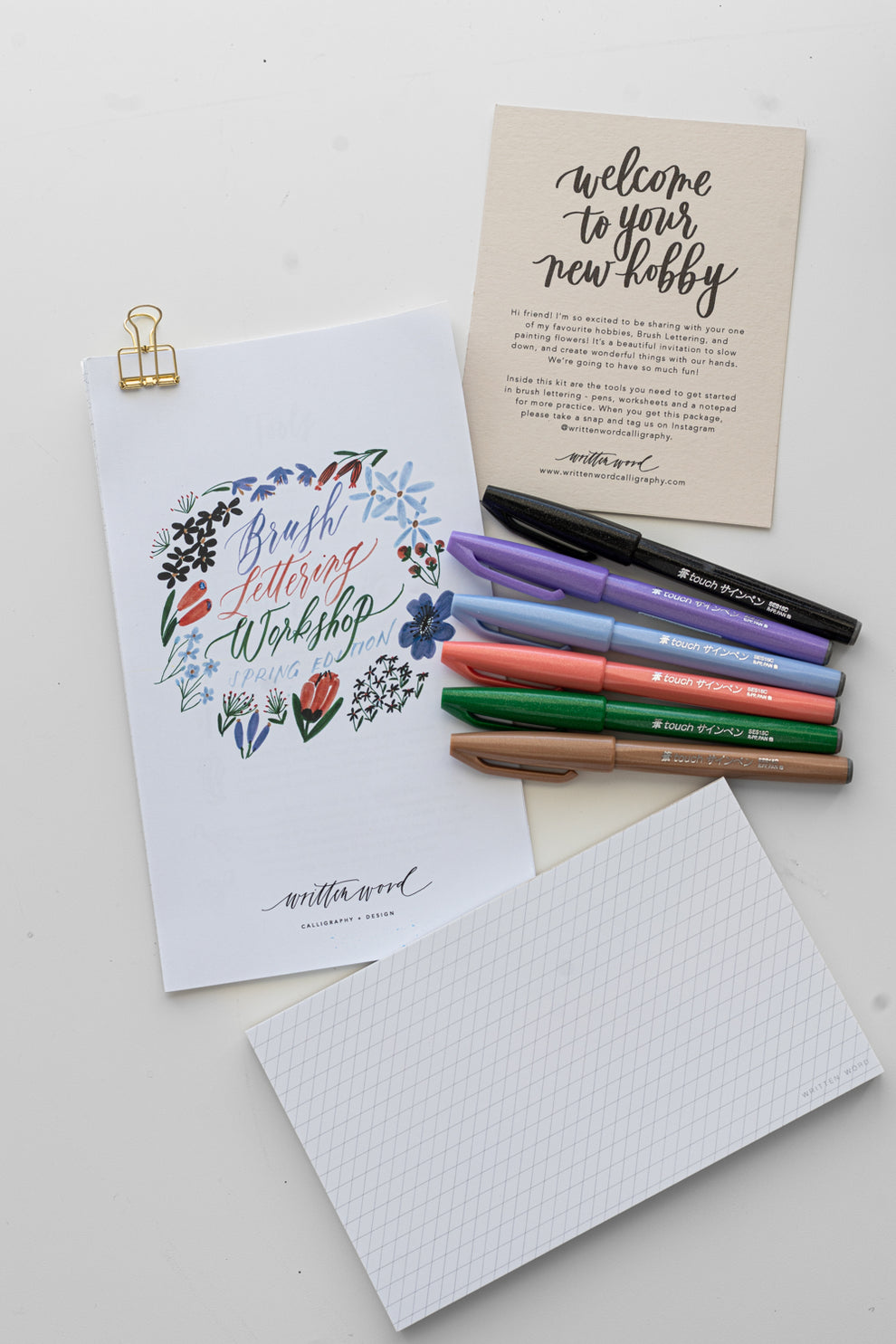 Brush Lettering Starter Kit Spring Edition – Written Word Calligraphy ...