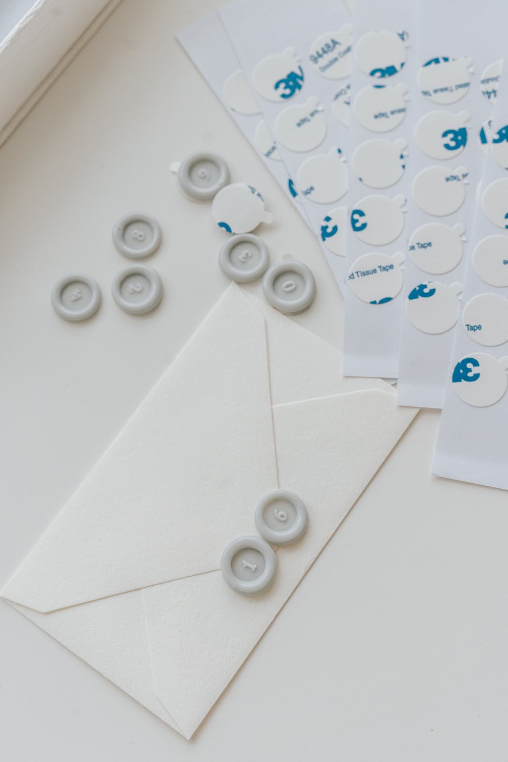 Wax seal adhesive stickers with envelopes and mini wax seals for quick peel and stick sealing