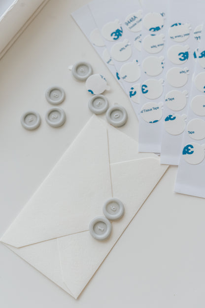 Wax seal adhesive stickers with envelopes and mini wax seals for quick peel and stick sealing