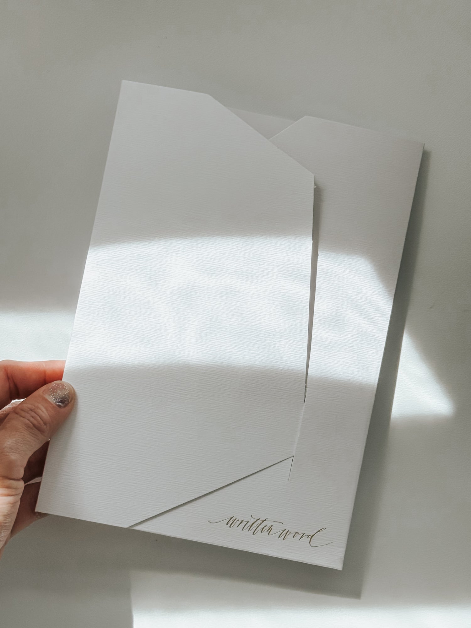 Minimalist Christian stationery envelope featuring Proverbs 3:3 from The Scribe monthly faith-based snail mail subscription.