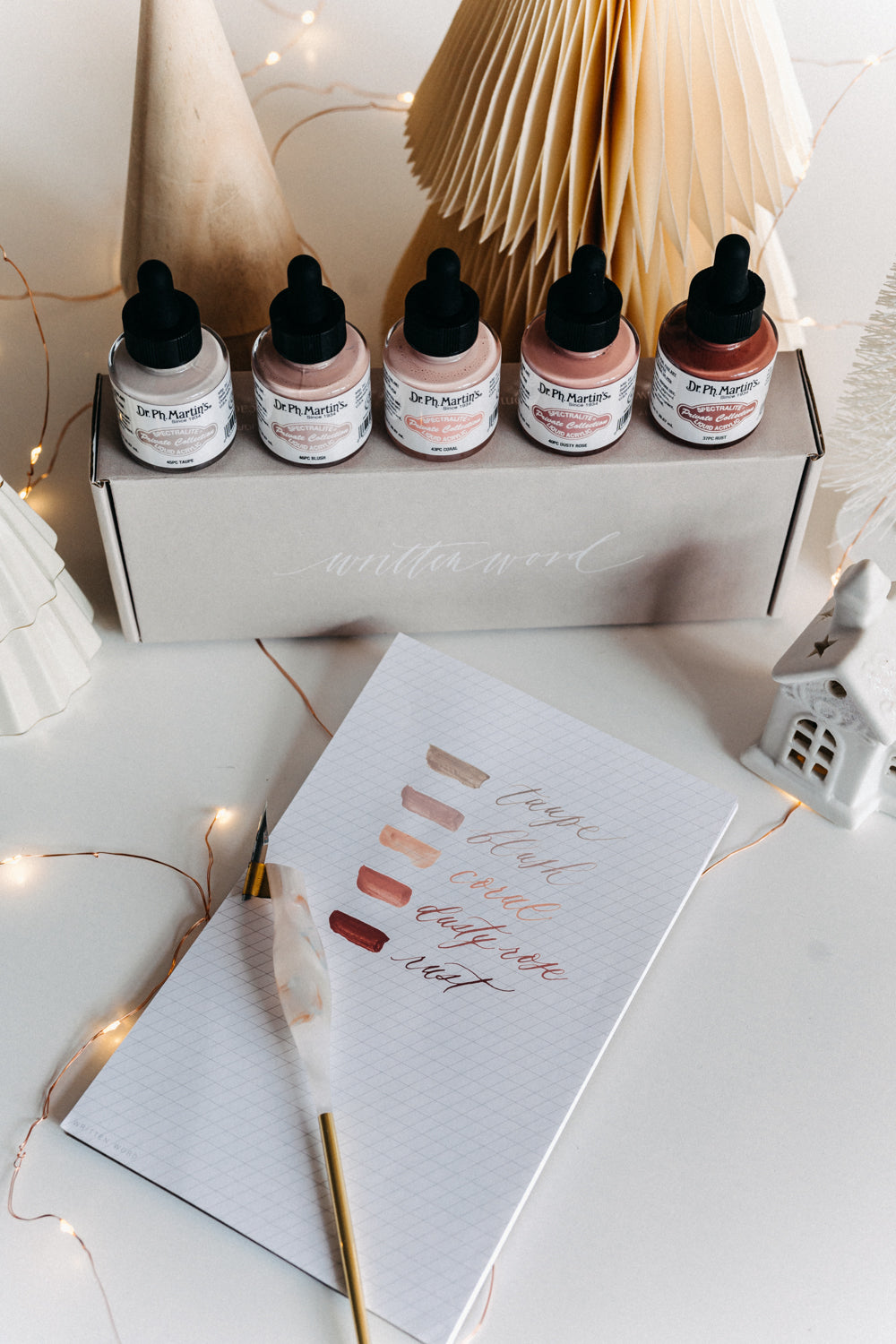 Muted Calligraphy Inks - Blush, Taupe, Coral, Dusty Rose